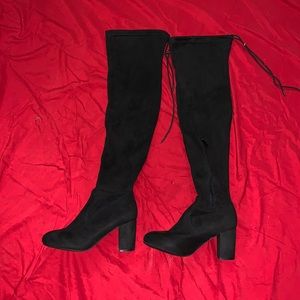 FREE SHIPPING Black Over the Knee Suede Boots